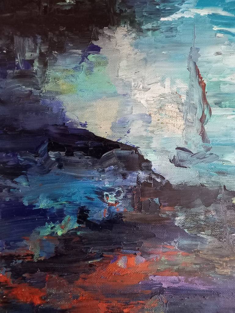 Original Abstract Expressionism Seascape Painting by Corinne Foucouin