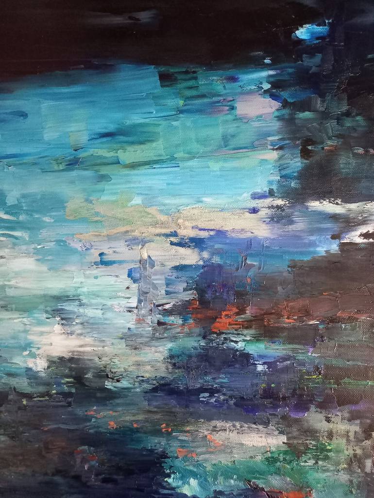Original Abstract Expressionism Seascape Painting by Corinne Foucouin