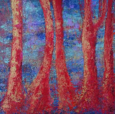 Print of Abstract Tree Paintings by Corinne Foucouin