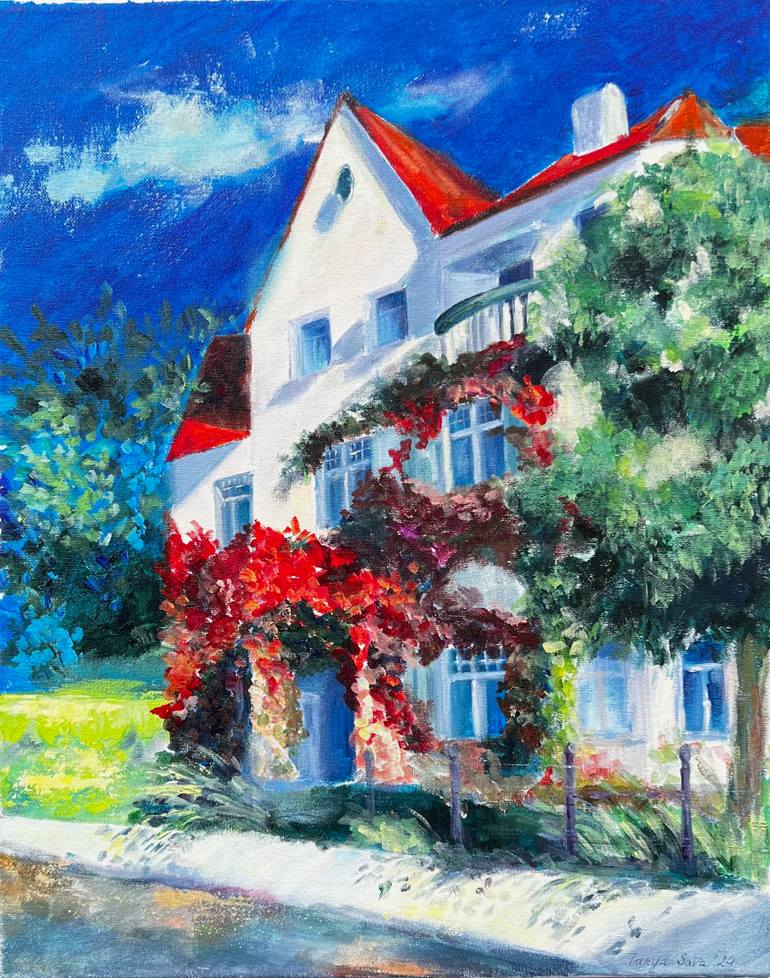 Original Architecture Painting by Tanya Sava | Contemporary Art on Canvas | House on Garden Street