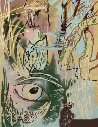Original Abstract Expressionism Garden Printmaking by Freddy Chacin