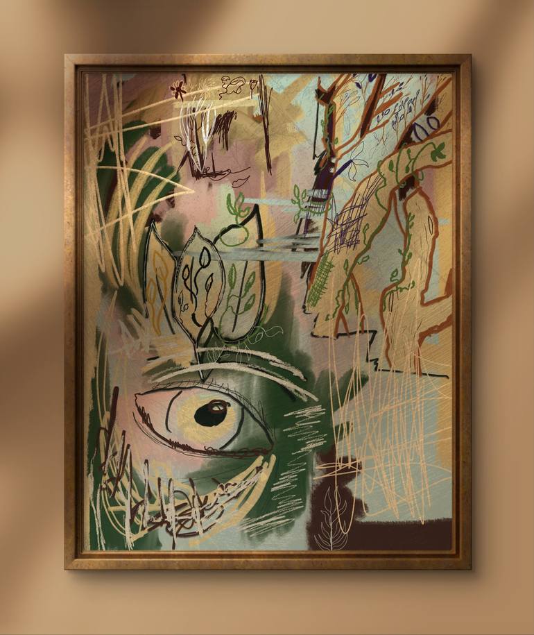 Original Abstract Expressionism Garden Printmaking by Freddy Chacin