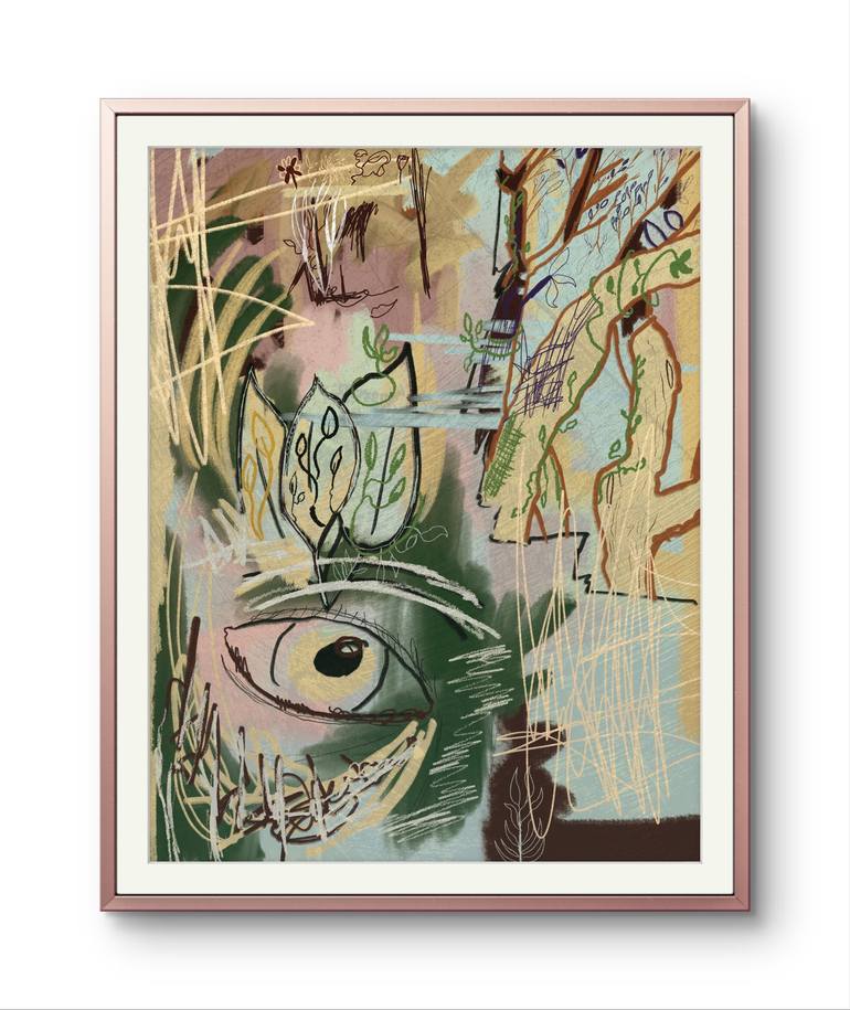 Original Abstract Expressionism Garden Printmaking by Freddy Chacin