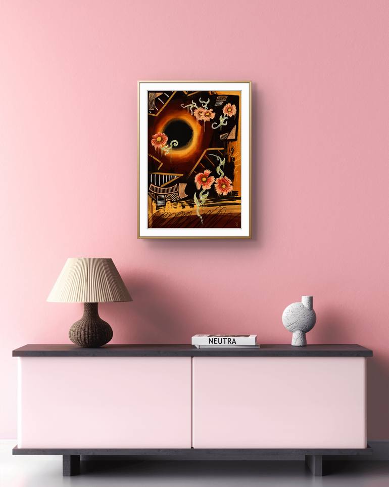 Original Abstract Expressionism Outer Space Printmaking by Freddy Chacin