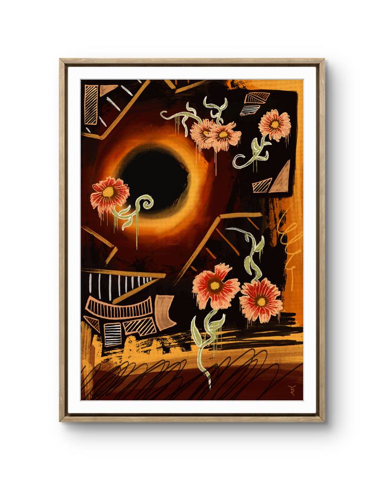 Original Abstract Expressionism Outer Space Printmaking by Freddy Chacin