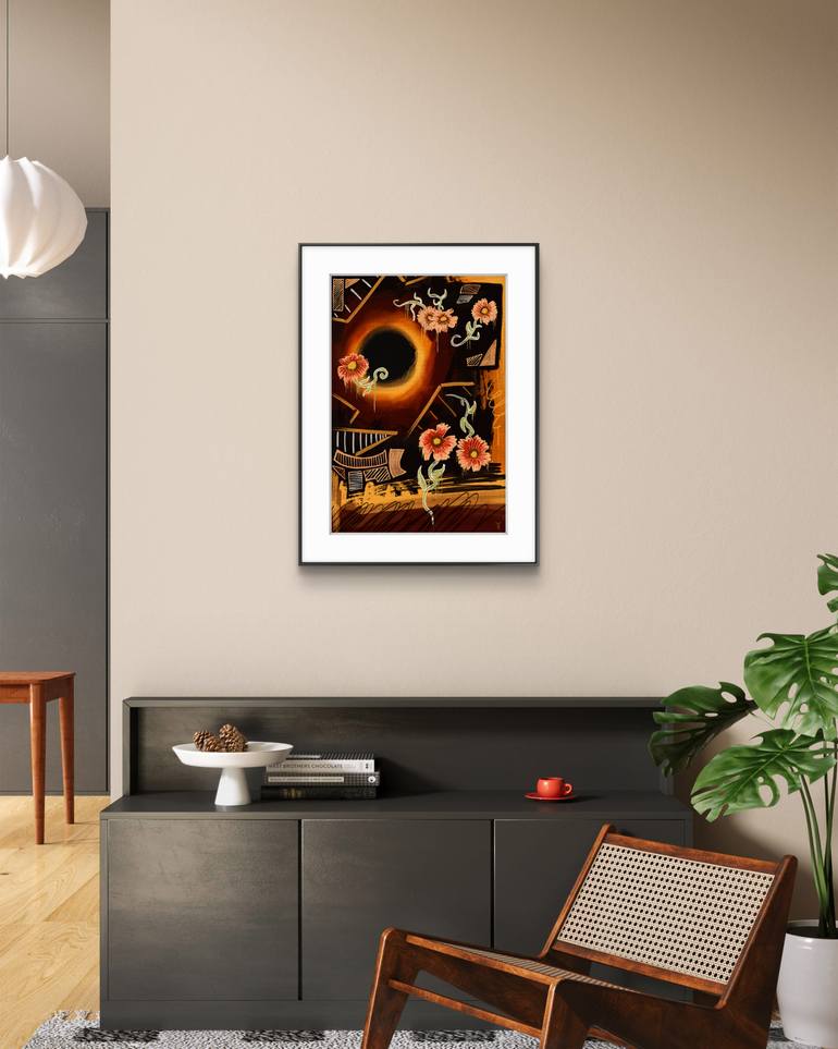 Original Abstract Expressionism Outer Space Printmaking by Freddy Chacin