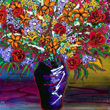 Original Abstract Expressionism Floral Paintings by Julie Desrochers