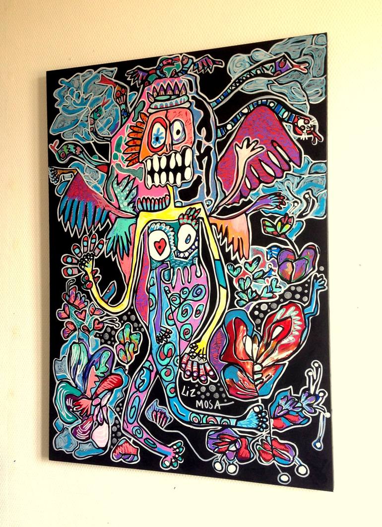 Original Surrealism Abstract Painting by Liz Mosa