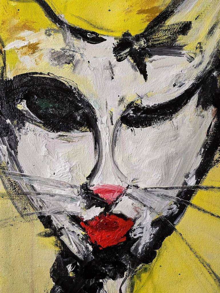 Original Abstract Expressionism Cats Painting by Retne Art