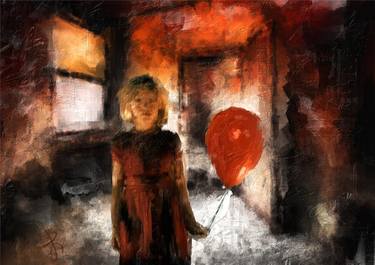 Girl with balloon. Limited Edition PRINT on Paper. Original Signed Digital Art. - Limited Edition of 5 thumb