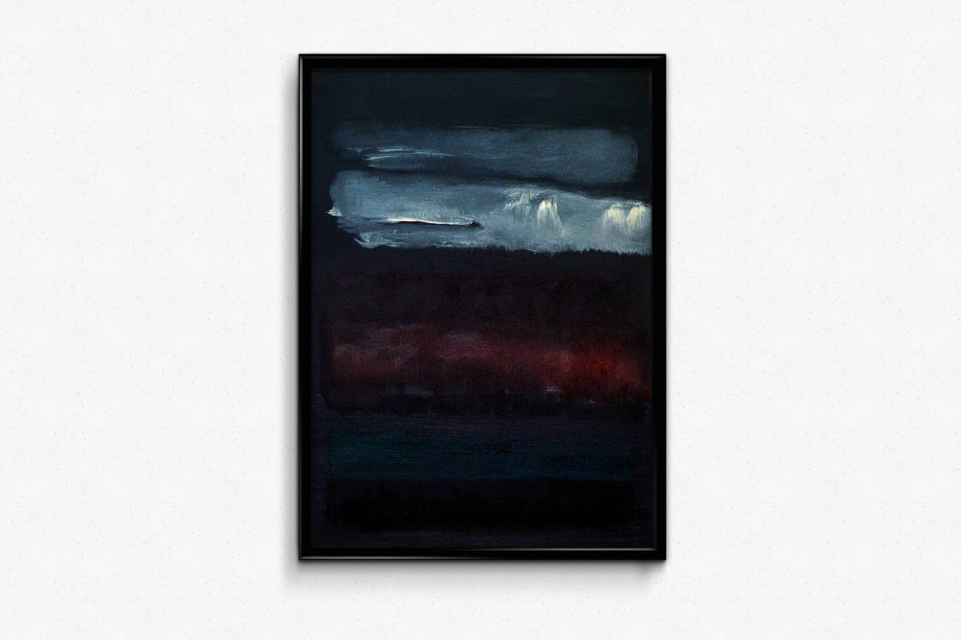 Hand Painted Three Blues On Black Rothko Inspired Abstract Color Field Painting On Canvas By JPK Artwork