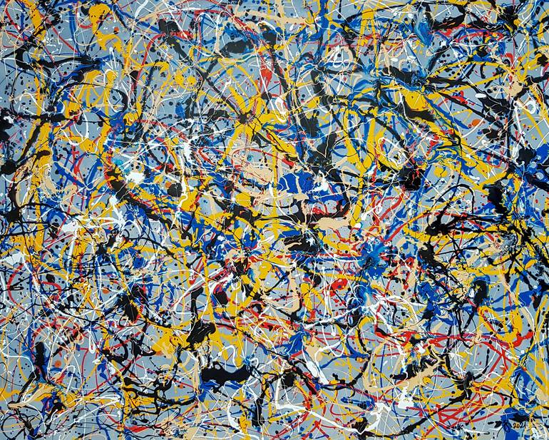 Painting Jackson Pollock Style splatters www.salaberlanga.com