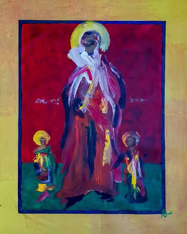 S. N-7 (XXL) - Contemporary Abstract Expressionist Religious Icon (H)130x(W)106 cm. thumb