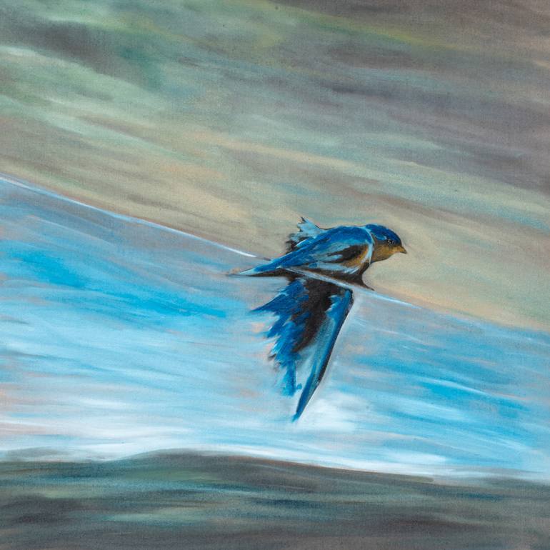 Swallow on Wire Painting by Peter Tristram Walz | Saatchi Art