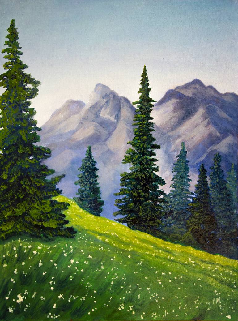 Mountain landscape Painting by Iryna Mykhailenko | Saatchi Art