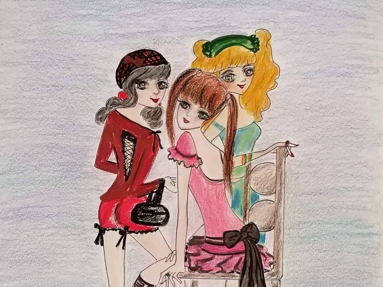 Original Contemporary Fashion Drawing by Wanida Rangcakanok