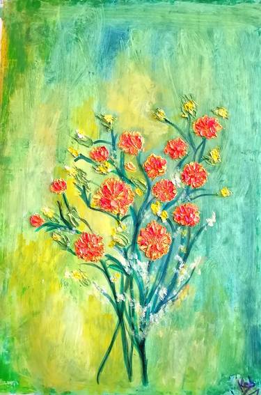 Original Contemporary Floral Paintings by Wanida Rangcakanok