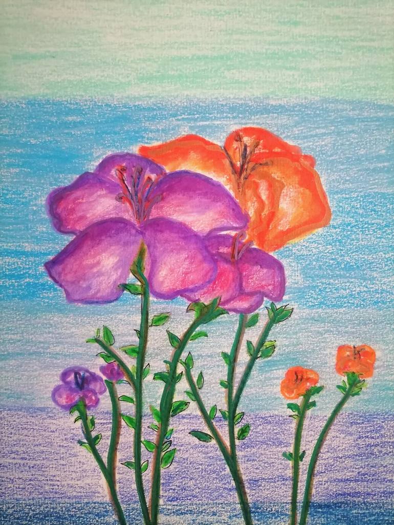 Original Contemporary Floral Drawing by Wanida Rangcakanok