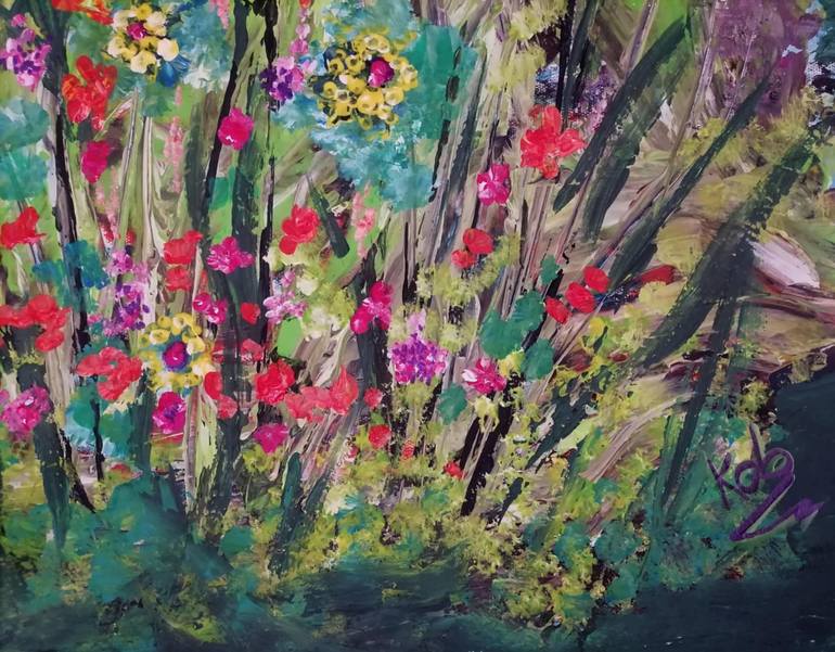 Original Contemporary Floral Painting by Wanida Rangcakanok