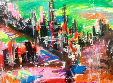 Original Expressionism Cities Paintings by Wanida Rangcakanok