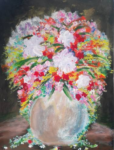 Original Portraiture Floral Paintings by Wanida Rangcakanok