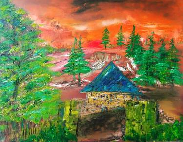 Original Expressionism Landscape Paintings by Wanida Rangcakanok