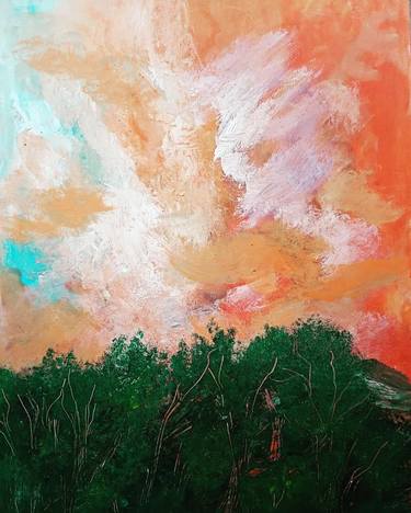 Original Expressionism Landscape Paintings by Wanida Rangcakanok