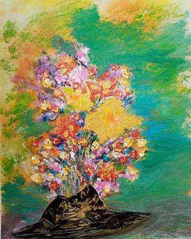 Original Expressionism Floral Paintings by Wanida Rangcakanok
