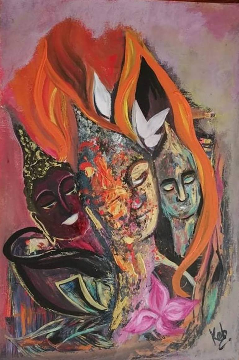 Original Expressionism Portrait Paintings by Wanida Rangcakanok