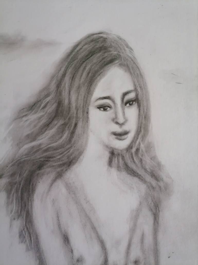 Original Expressionism Nude Drawing by Wanida Rangcakanok