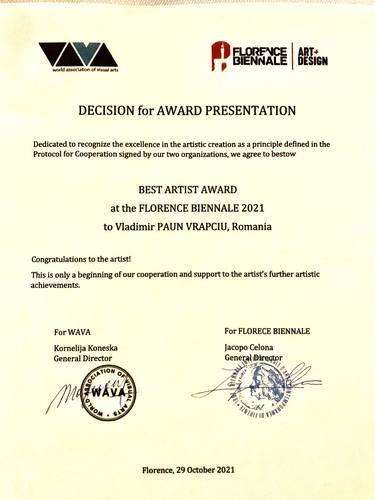 "Best Artist Award" at the Florence Biennale in partnership with WAVA Art. - Limited Edition of 1 thumb