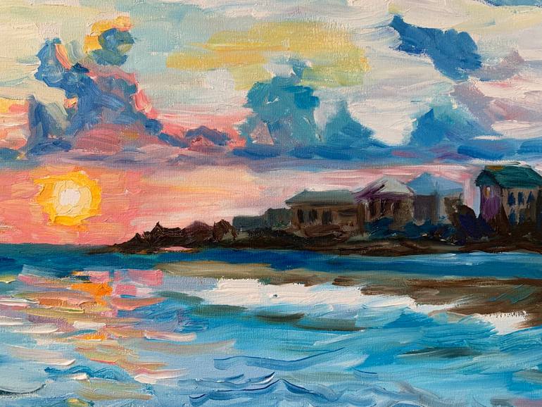 Original Expressionism Beach Painting by Anastasiya Kharchenko