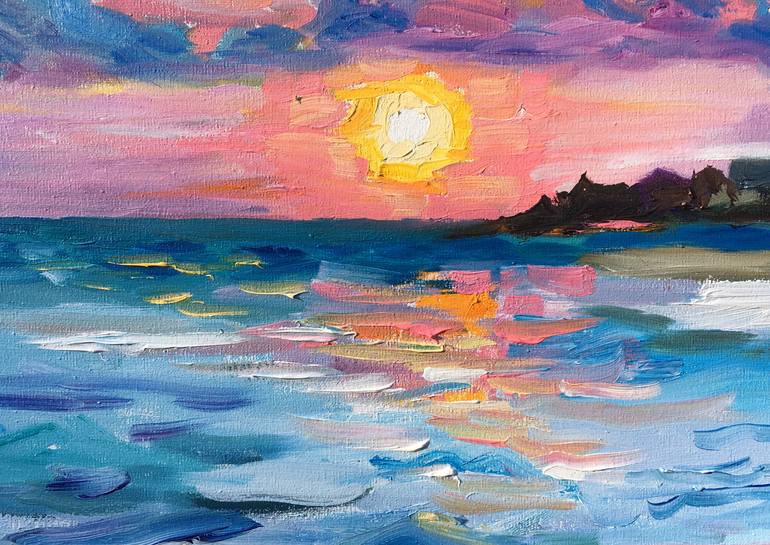 Original Expressionism Beach Painting by Anastasiya Kharchenko