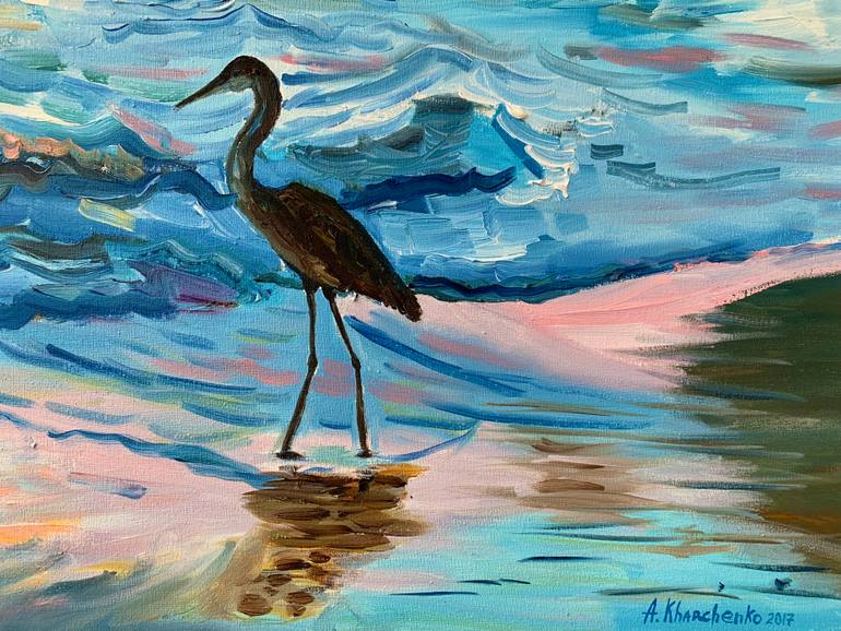 Original Expressionism Beach Painting by Anastasiya Kharchenko