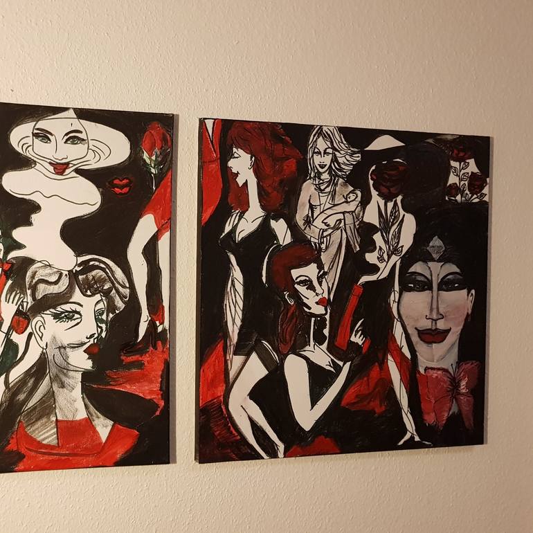 Original Abstract Women Painting by Baki Ili