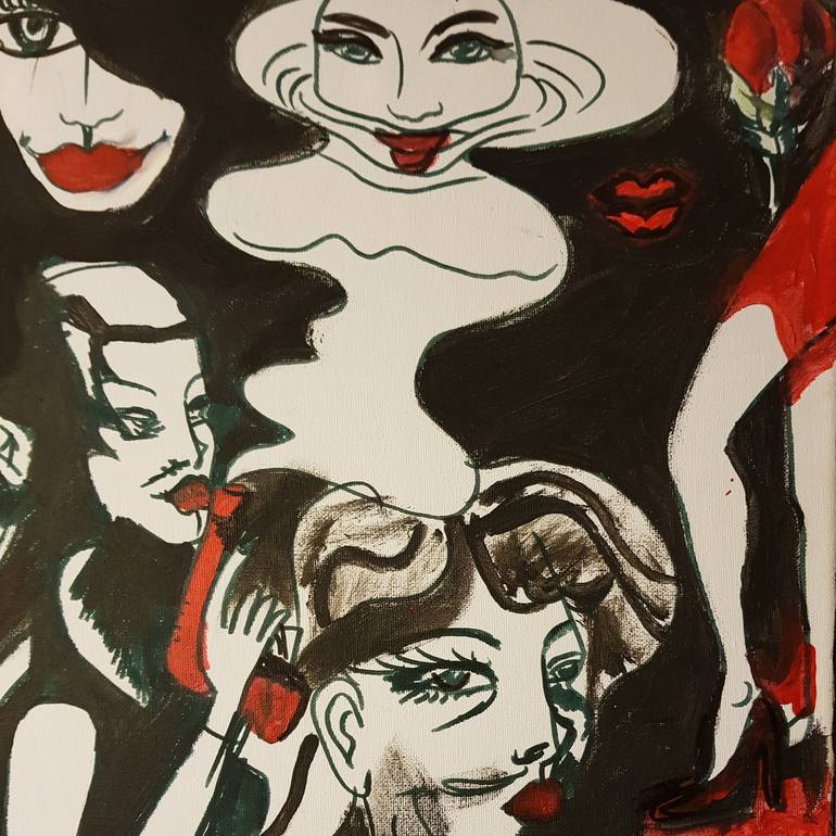 Original Abstract Women Painting by Baki Ili
