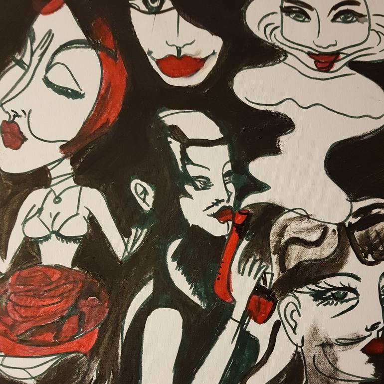 Original Abstract Women Painting by Baki Ili