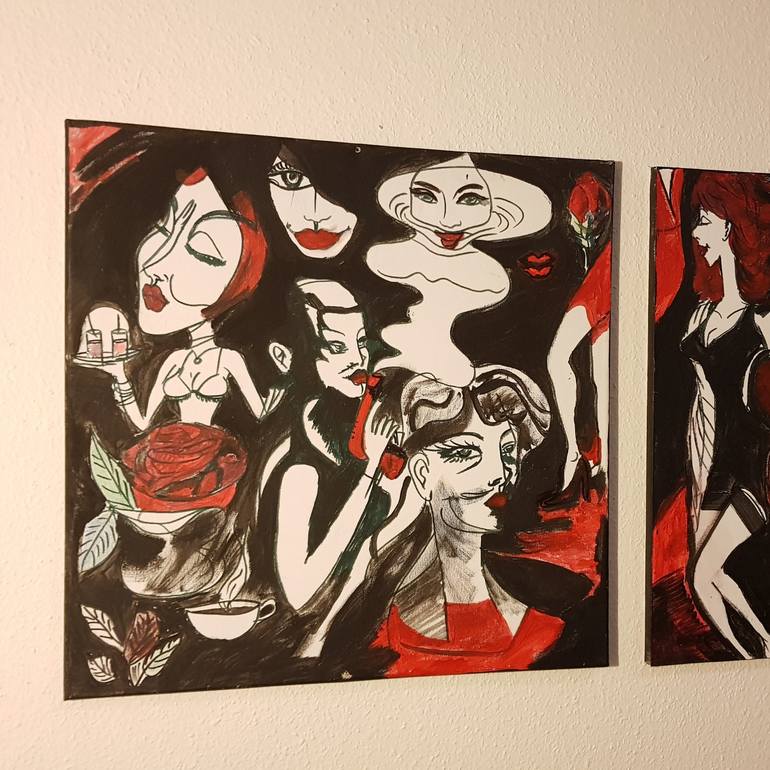 Original Abstract Women Painting by Baki Ili