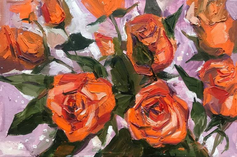 Orange rose painting. Painting by Natalya Myasnikova Saatchi Art