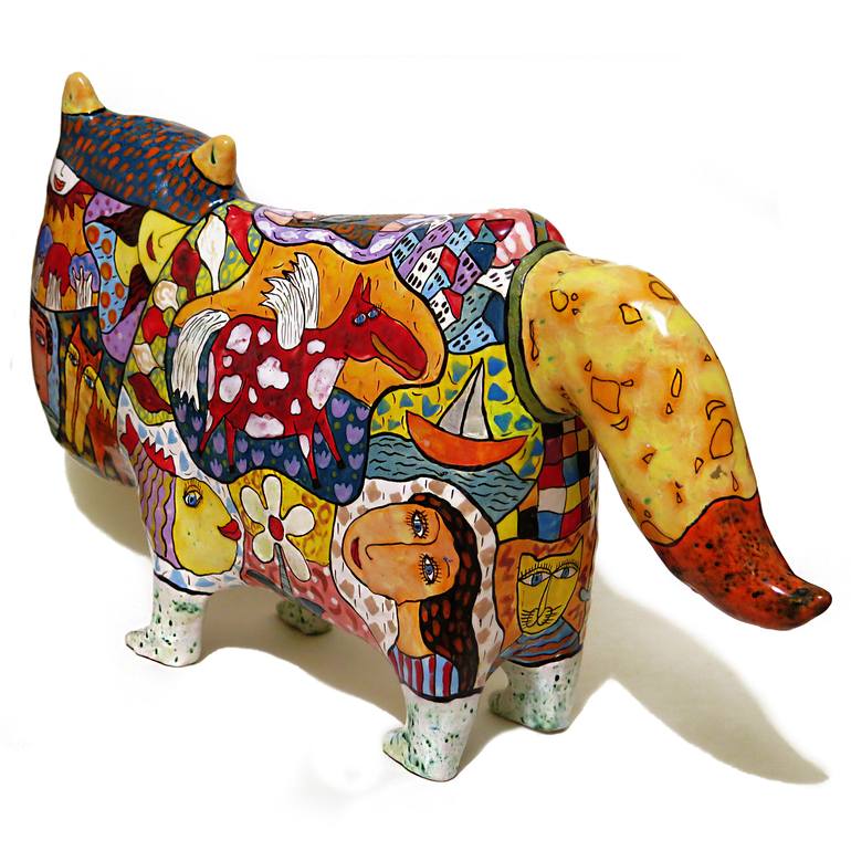 Original Art Deco Cats Sculpture by Sergey Gerasimenko