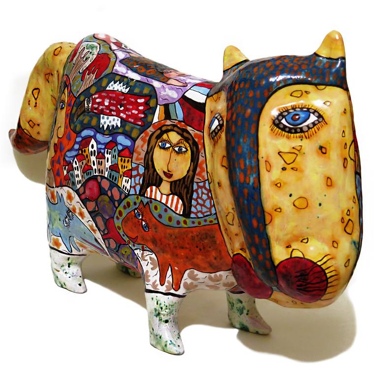 Original Art Deco Cats Sculpture by Sergey Gerasimenko