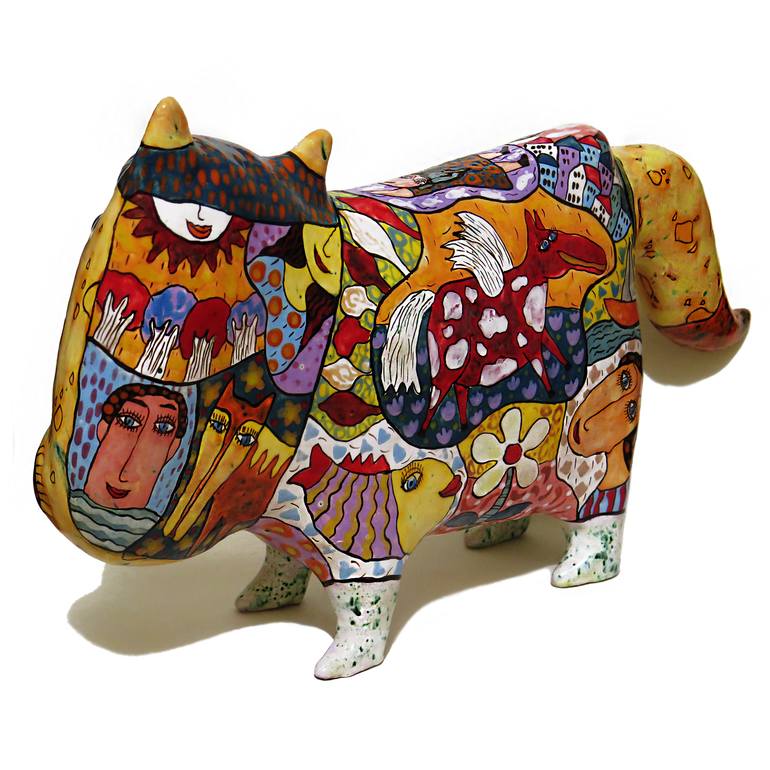 Original Art Deco Cats Sculpture by Sergey Gerasimenko