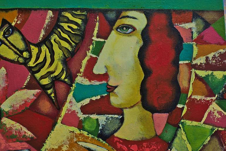 Original Art Deco Cats Painting by Sergey Gerasimenko