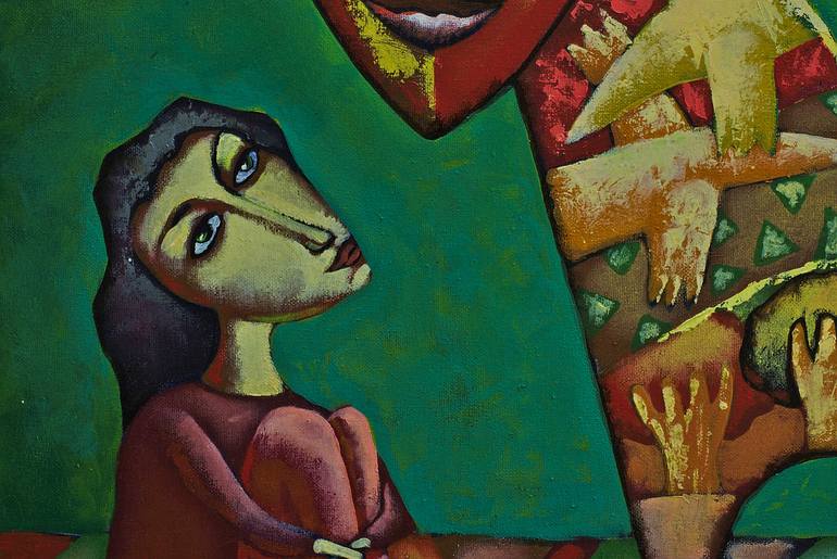 Original Art Deco Cats Painting by Sergey Gerasimenko