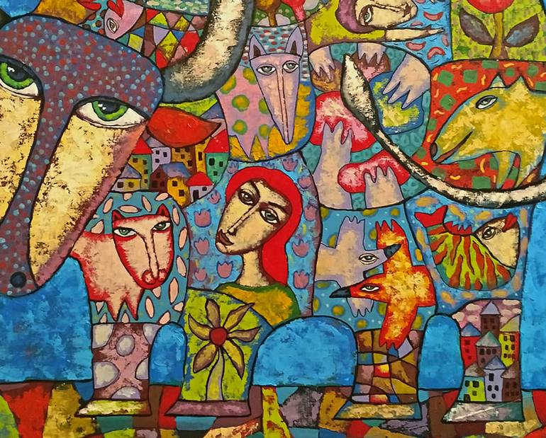 Original Art Deco Animal Painting by Sergey Gerasimenko