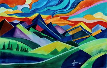 Print of Abstract Landscape Paintings by Joel JOPAN Panarigan