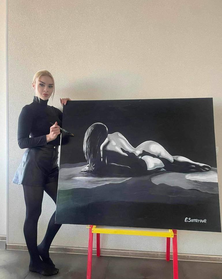 Original Black & White Body Painting by Elena Sattarova 