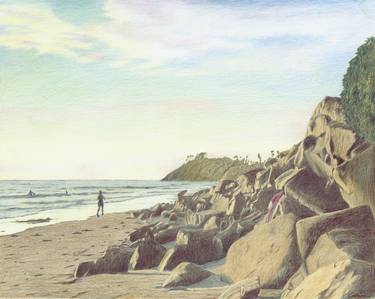 Original Photorealism Beach Drawings by Doug Crozier