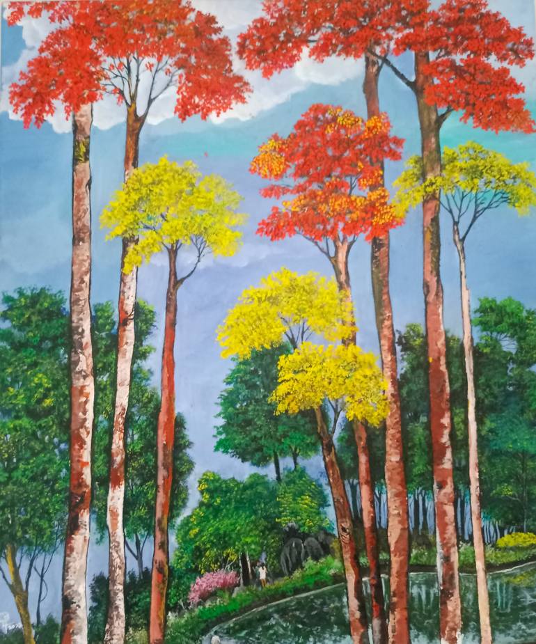 Original Fine Art Landscape Painting by Sangita Fand kadam