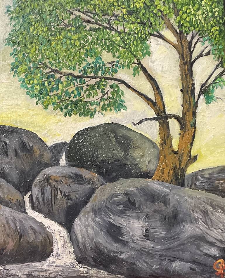 Original Minimalism Landscape Painting by Sangita Fand kadam